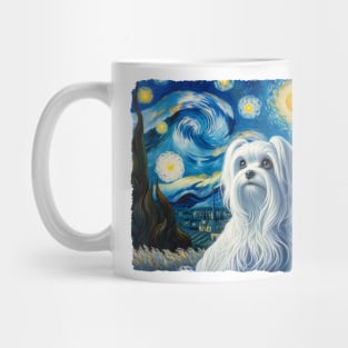 Starry Maltese Dog Portrait - Pet Portrait Mug